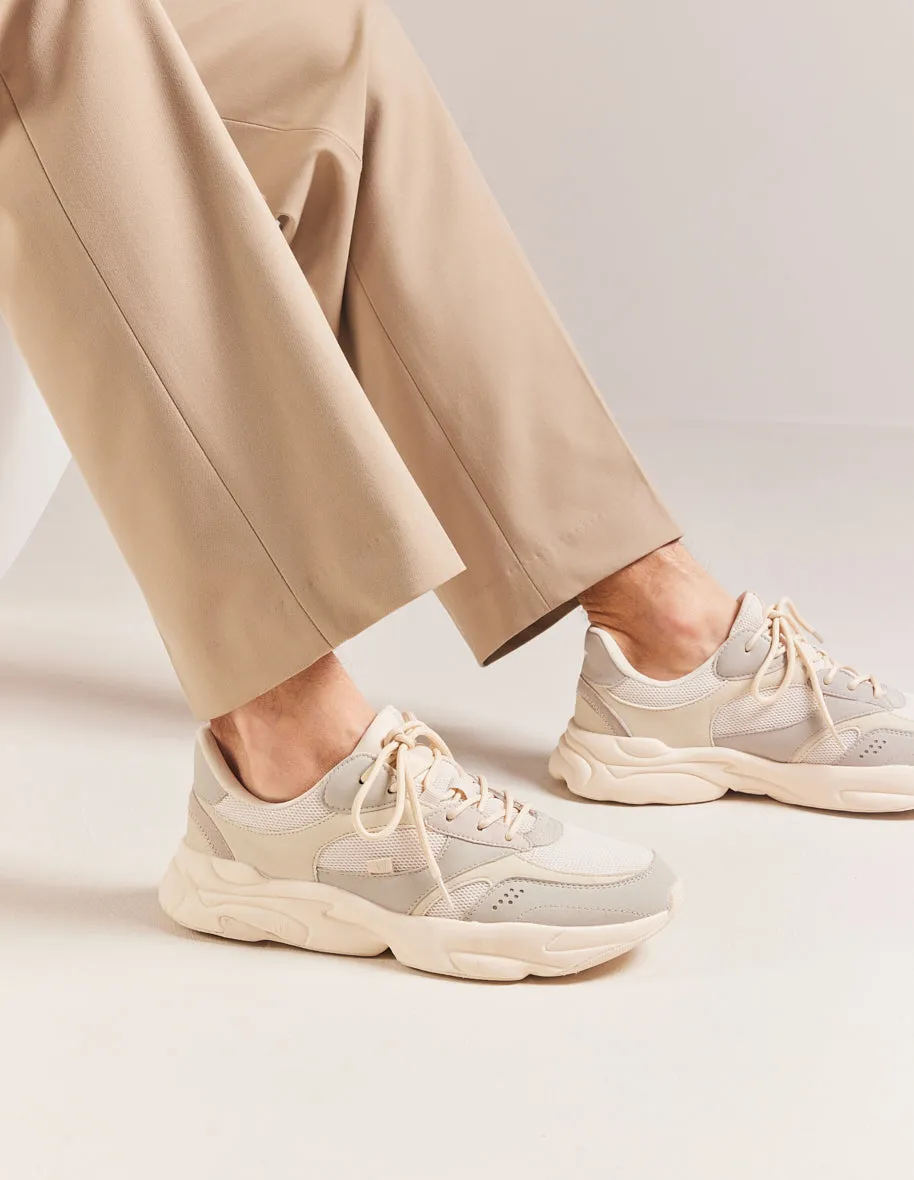 Baskets basses Nathanael - Suède vegan et mesh beige