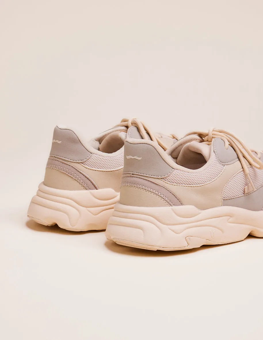 Baskets basses Nathanael - Suède vegan et mesh beige