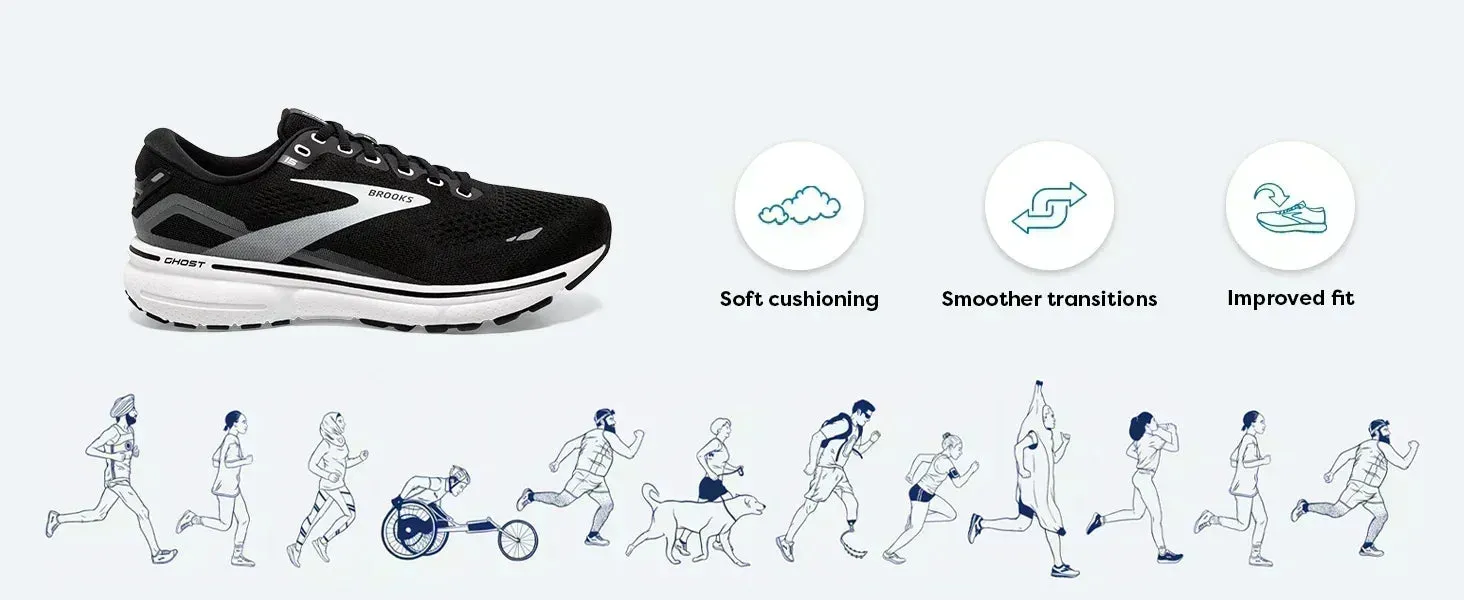 BROOKS Men’s Ghost 15 Shoes Is Perfect for Runners Seeking Comfort, Stability, and Style on The Trail Black Shoes