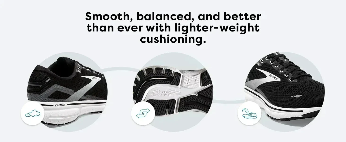 BROOKS Men’s Ghost 15 Shoes Is Perfect for Runners Seeking Comfort, Stability, and Style on The Trail Black Shoes