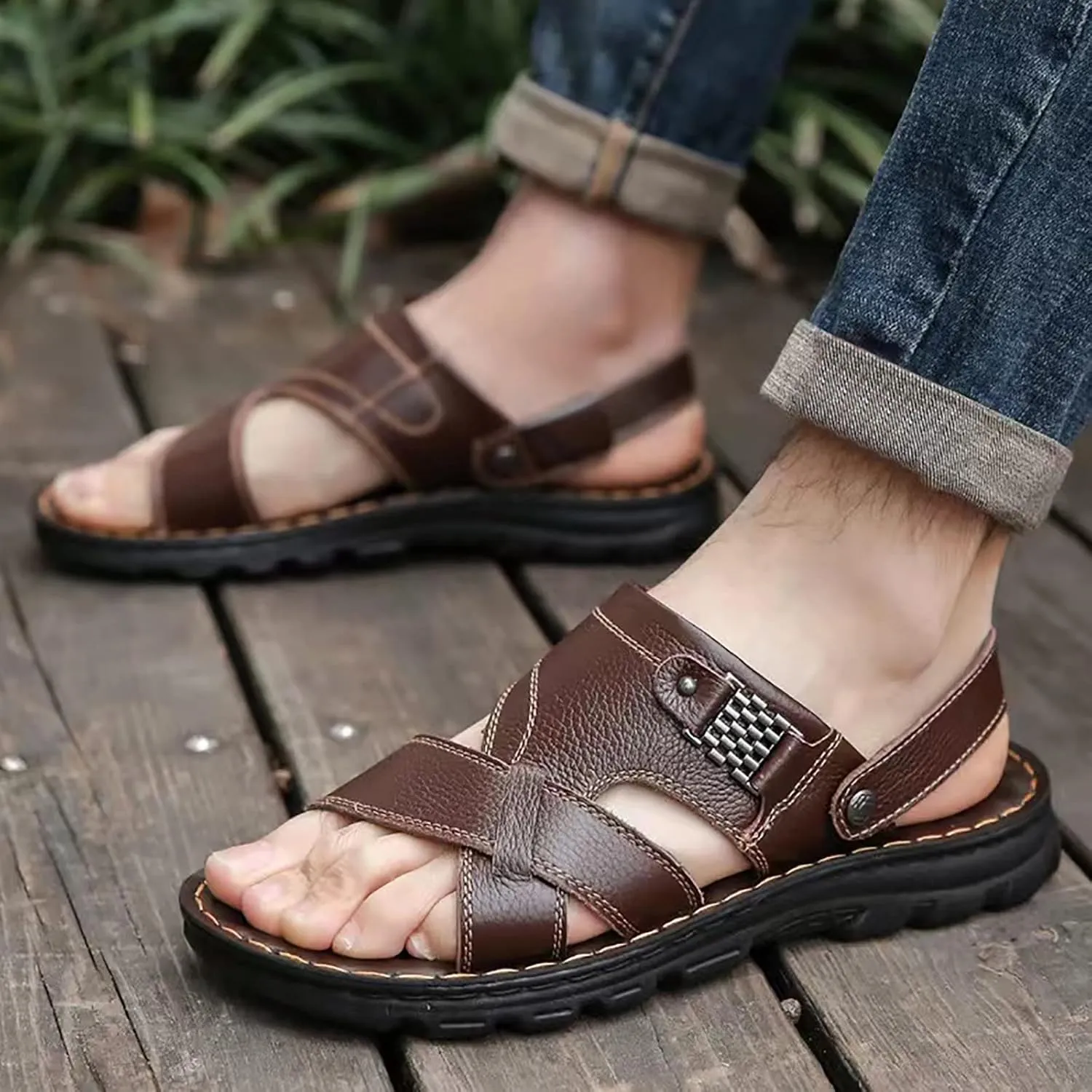 Mens Sandals Sandal for Men Mens Beach Sandals Lightweight Outdoor Beach Breathable Comfortable Sandal