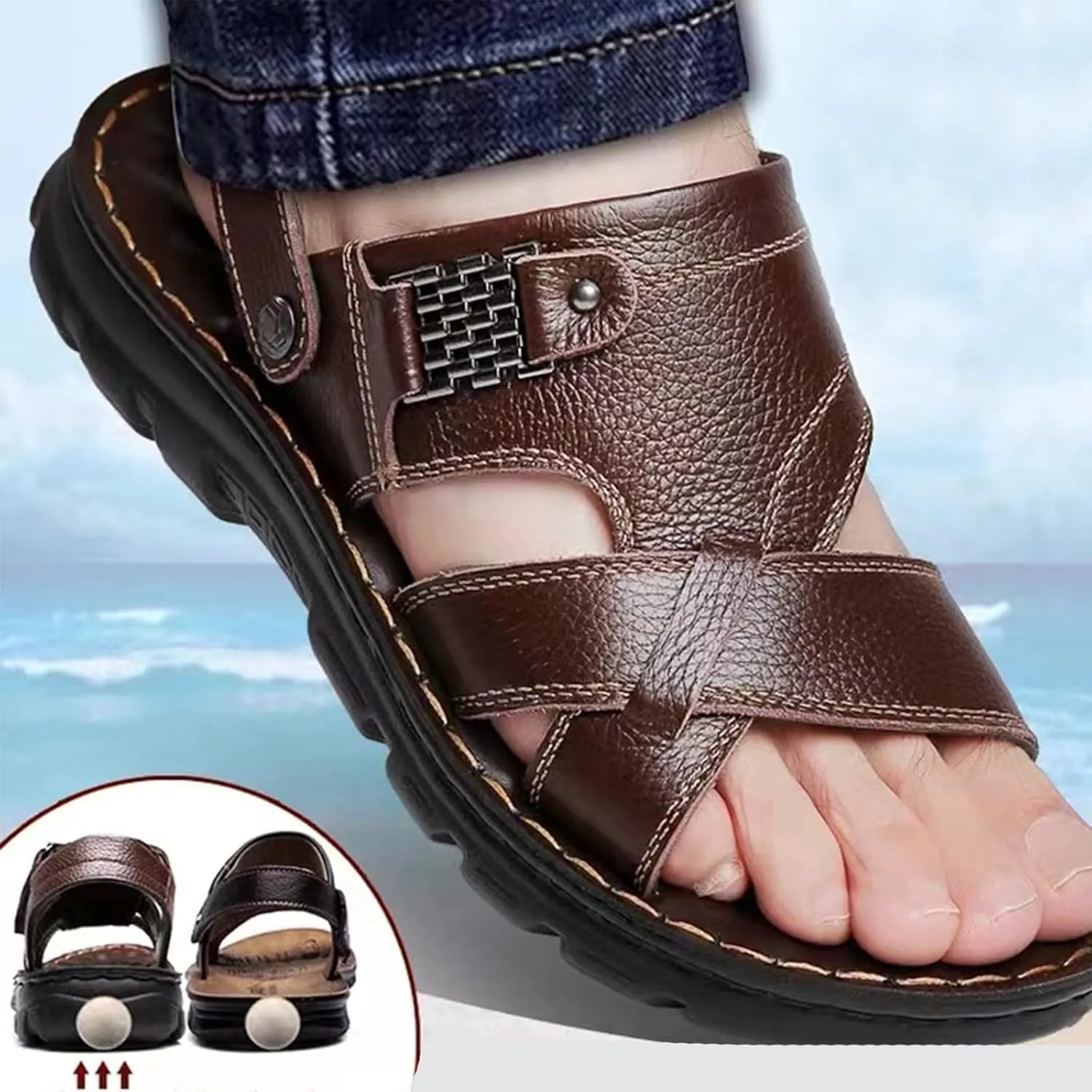 Mens Sandals Sandal for Men Mens Beach Sandals Lightweight Outdoor Beach Breathable Comfortable Sandal