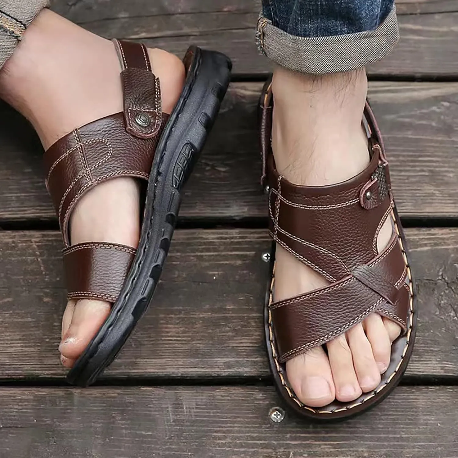 Mens Sandals Sandal for Men Mens Beach Sandals Lightweight Outdoor Beach Breathable Comfortable Sandal