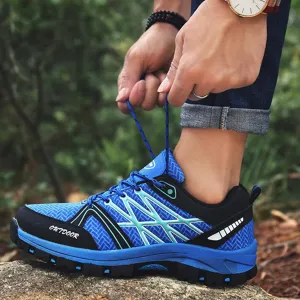 Mens Walking Shoes Lightweight Non-Slip ​Hiking Shoes Breathable Lace Up Trainers for Trekking Gym Runnin