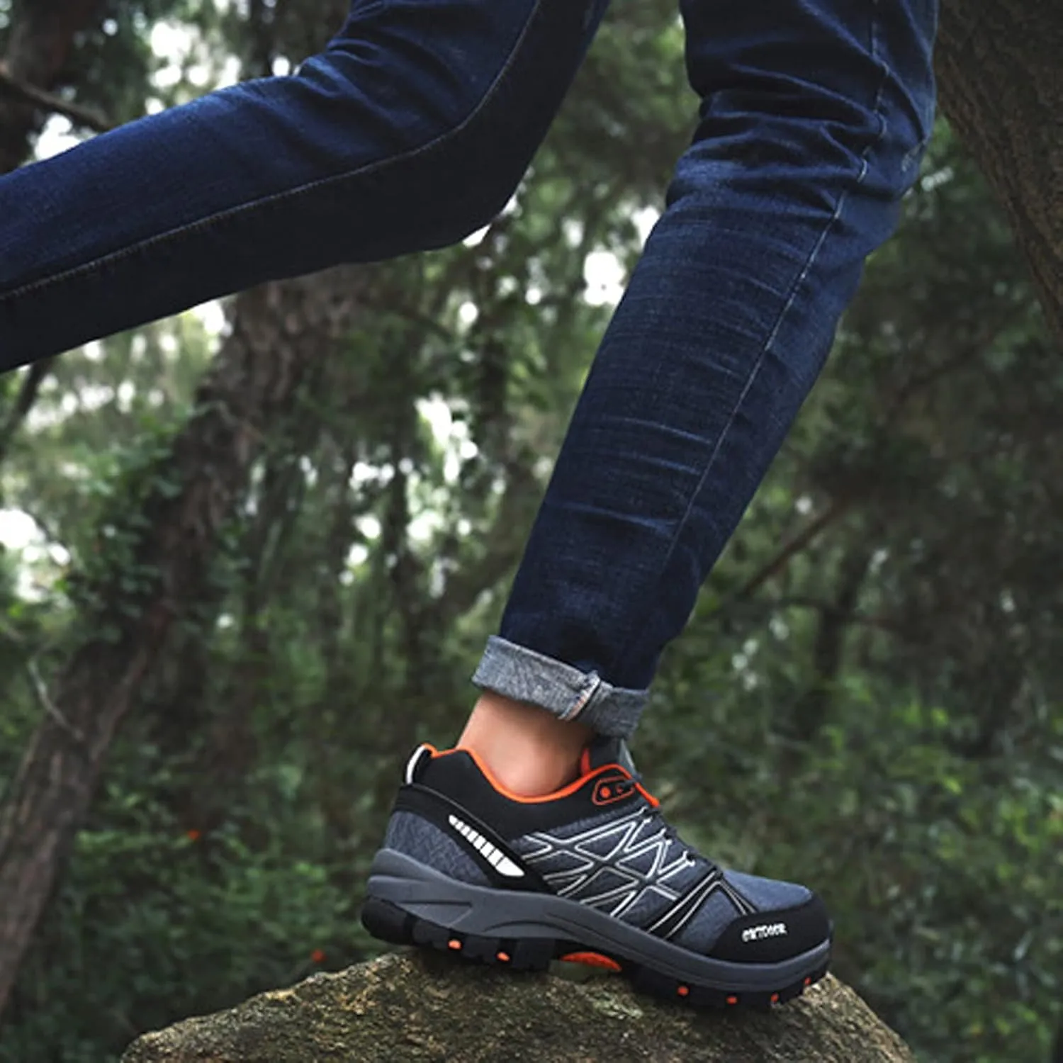 Mens Walking Shoes Lightweight Non-Slip ​Hiking Shoes Breathable Lace Up Trainers for Trekking Gym Runnin