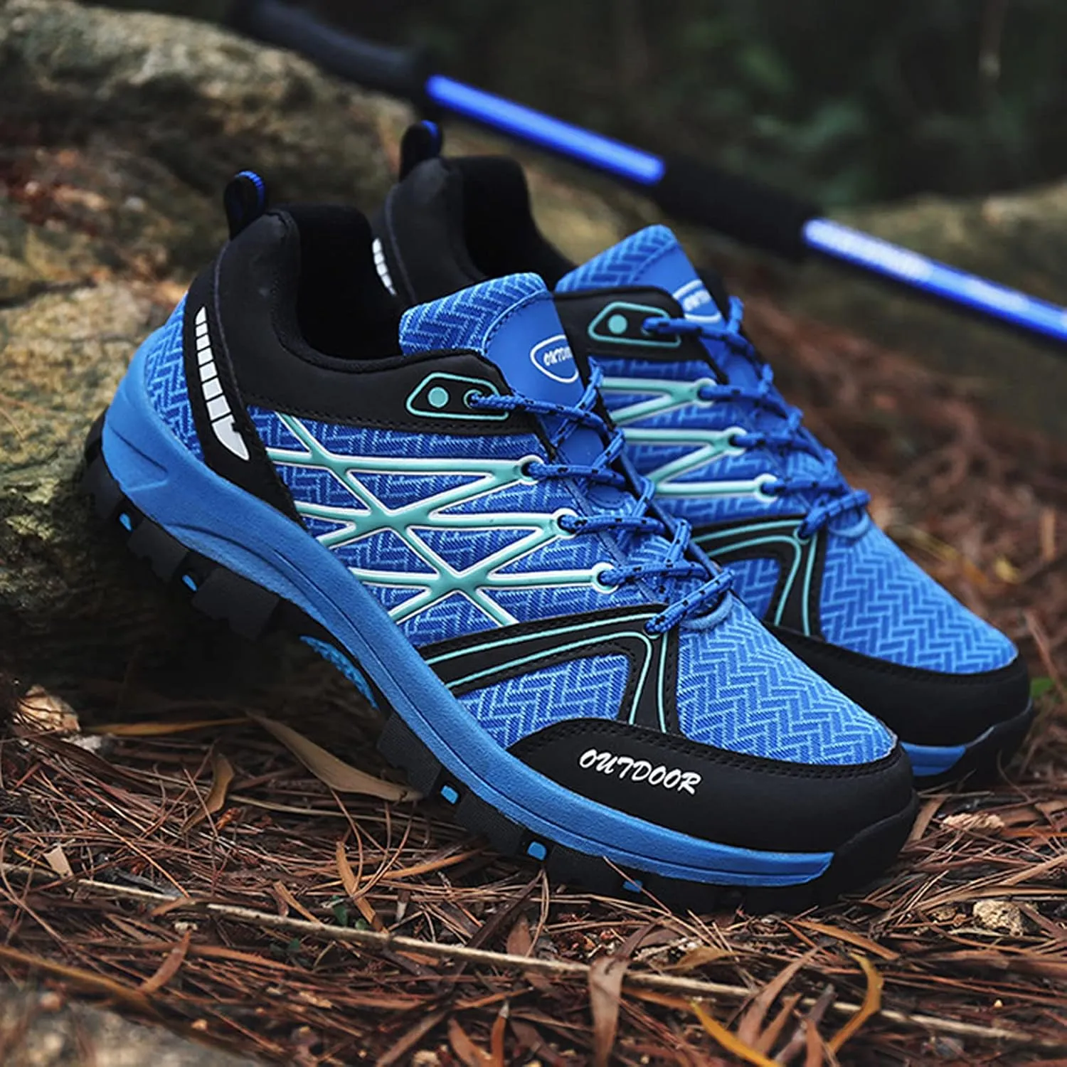 Mens Walking Shoes Lightweight Non-Slip ​Hiking Shoes Breathable Lace Up Trainers for Trekking Gym Runnin