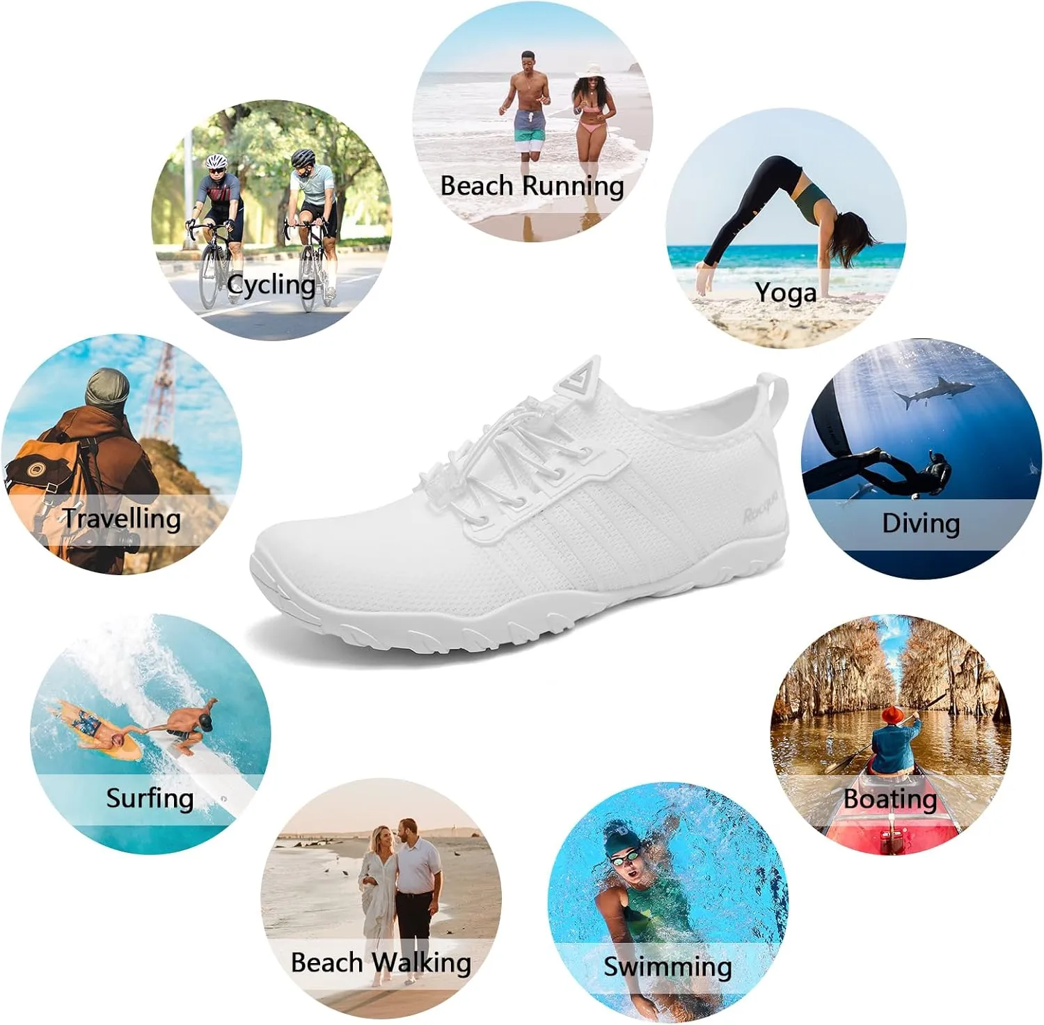Racqua Water Shoes Quick Dry Barefoot Water Aqua Sport Beach Pool Swim Surf Diving for Men Women