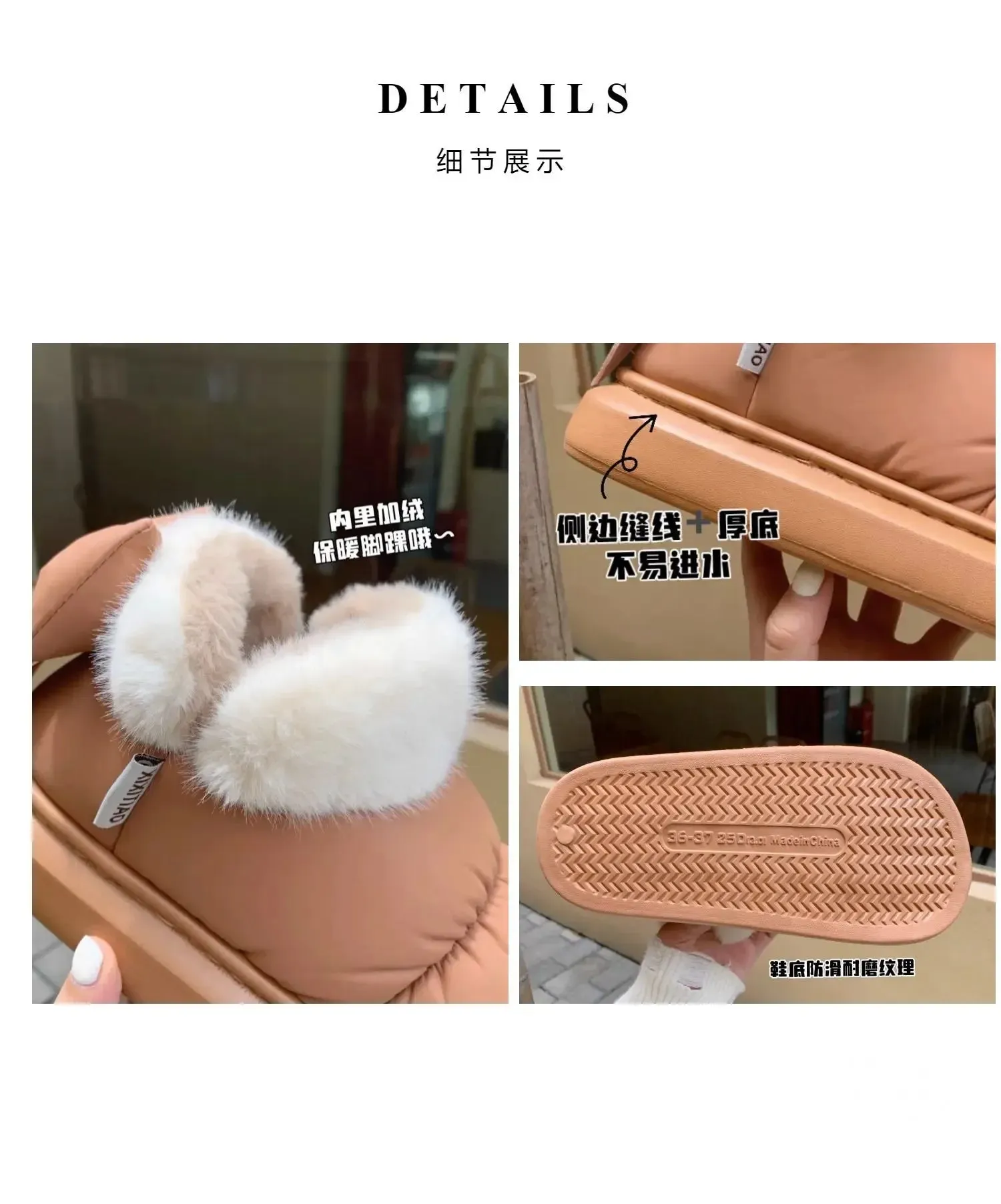 Sohiwoo Cute Warm Ankle Boots Winter Women's Bow Warmth Plush Bow Cotton Shoes 2024 New Waterproof Down Cloth Short Barrel Snow Boots