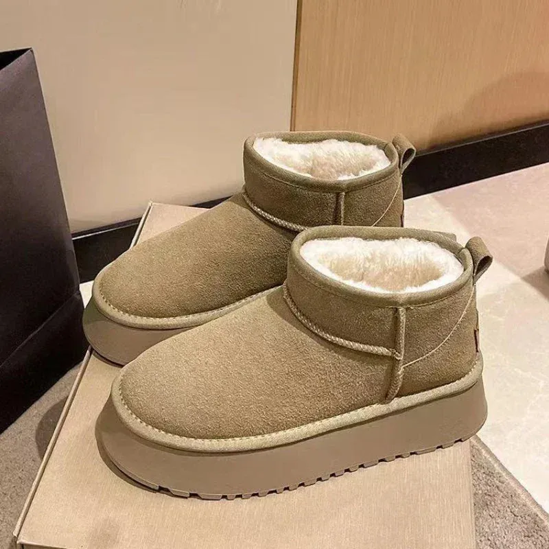 Sohiwoo New Women's Winter Warm Snow Boots Waterproof Anti-slip Cotton Women's Padded Thickened Platform Ankle Boots Botas Mujer