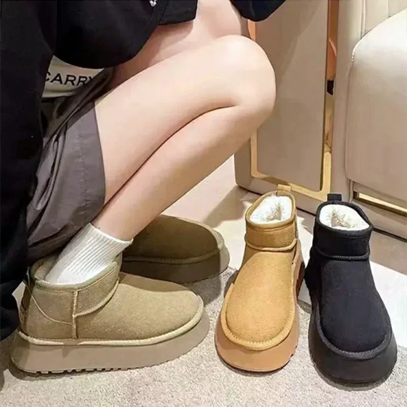 Sohiwoo New Women's Winter Warm Snow Boots Waterproof Anti-slip Cotton Women's Padded Thickened Platform Ankle Boots Botas Mujer