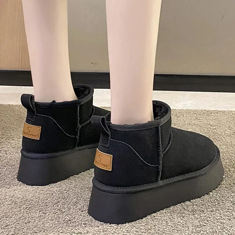 Sohiwoo New Women's Winter Warm Snow Boots Waterproof Anti-slip Cotton Women's Padded Thickened Platform Ankle Boots Botas Mujer