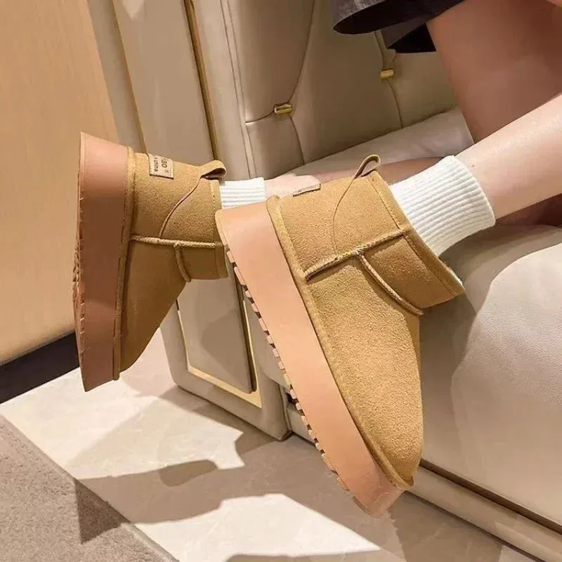 Sohiwoo New Women's Winter Warm Snow Boots Waterproof Anti-slip Cotton Women's Padded Thickened Platform Ankle Boots Botas Mujer
