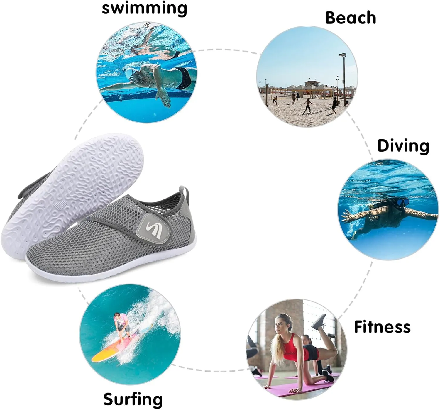Spesoul Womens and Mens Water Shoes Breathable Quick Dry Soft Barefoot Aqua Socks for Hiking Swim Beach Surf Yoga Sport